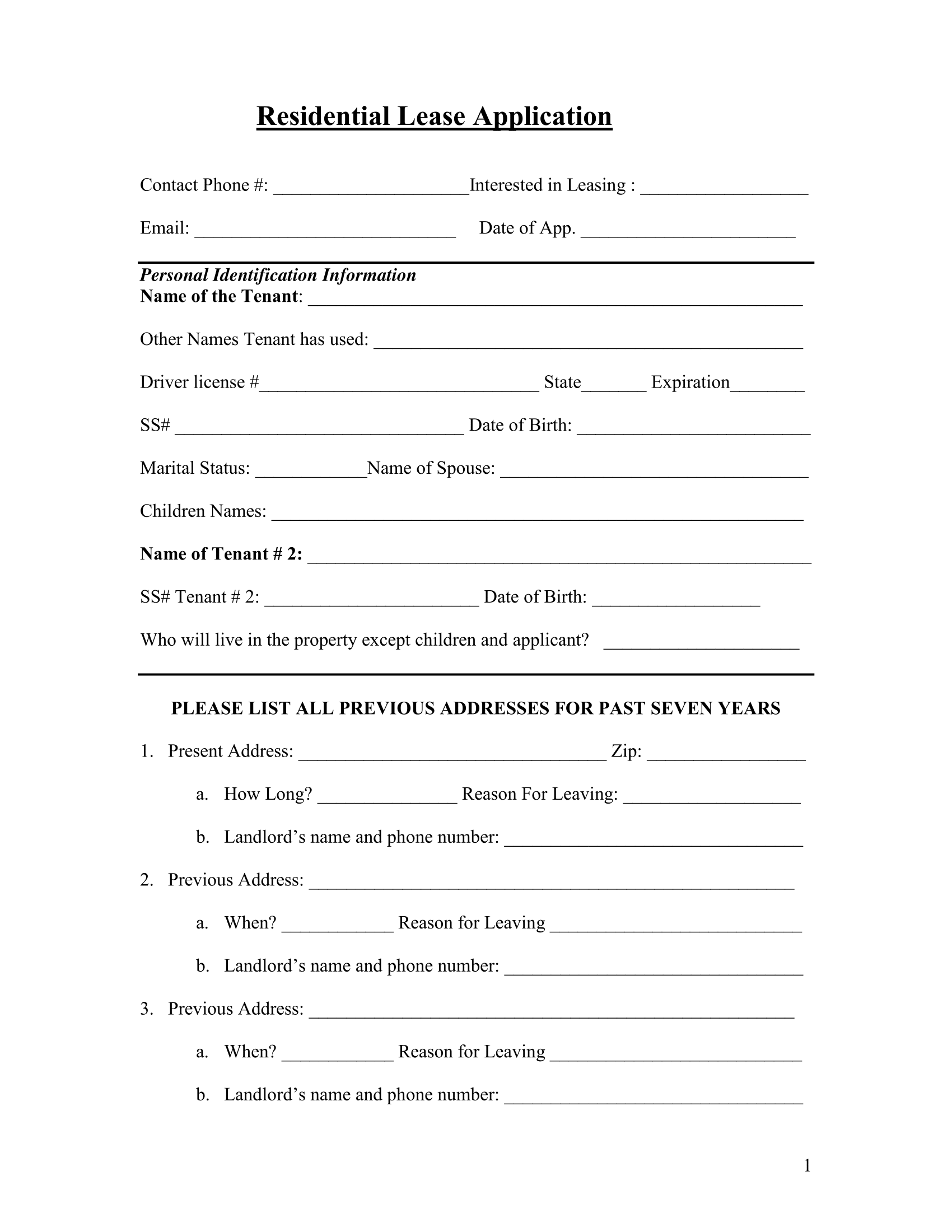Alabama Rental Application Form – FREE PDF Download