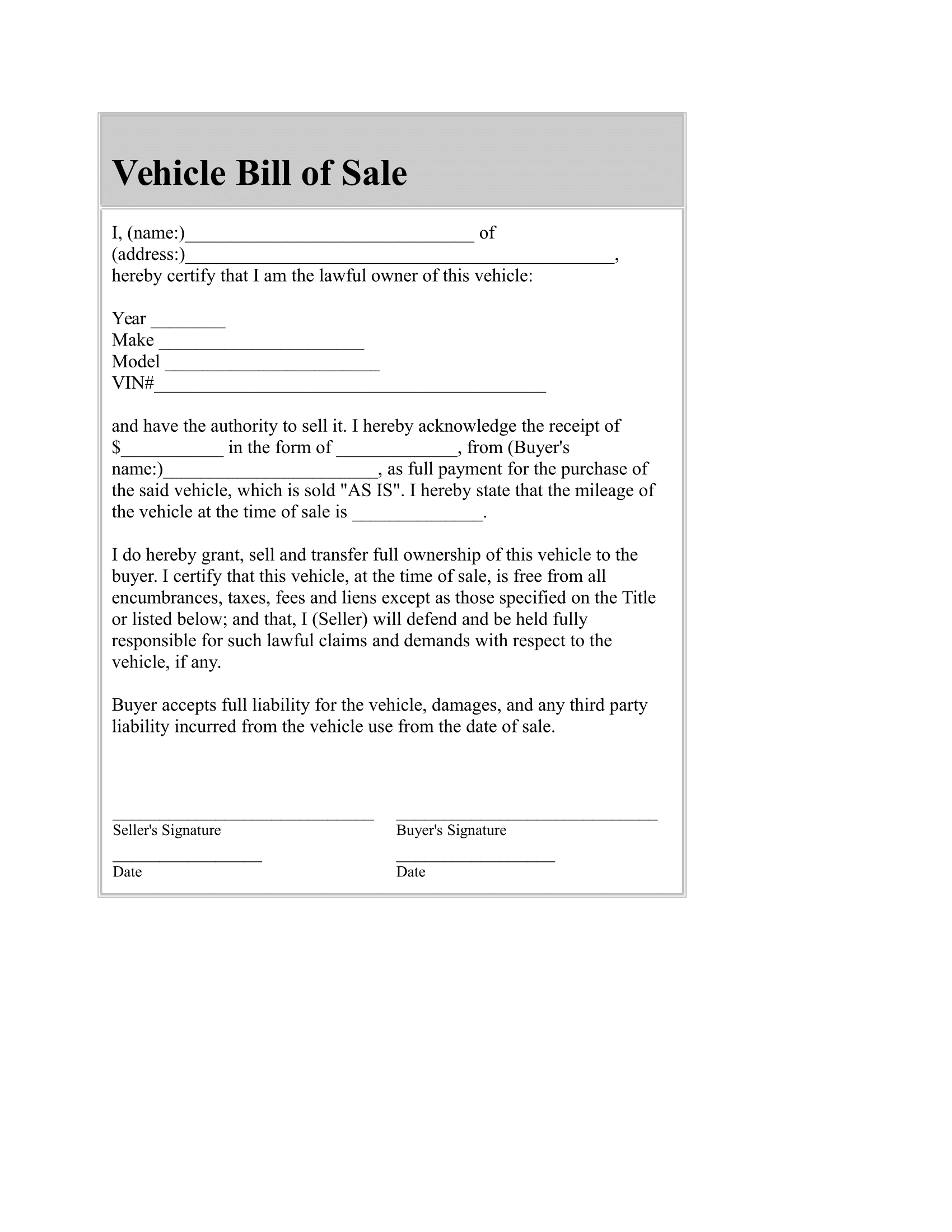 Bill Of Sale For Automobile Template from officewriting.com