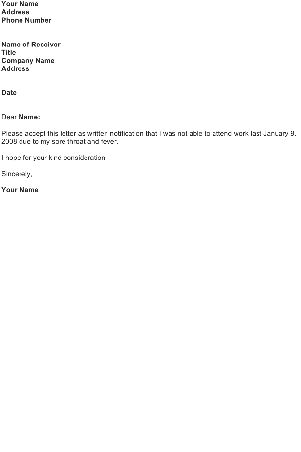 Excuse Letter Sample Download FREE Business Letter