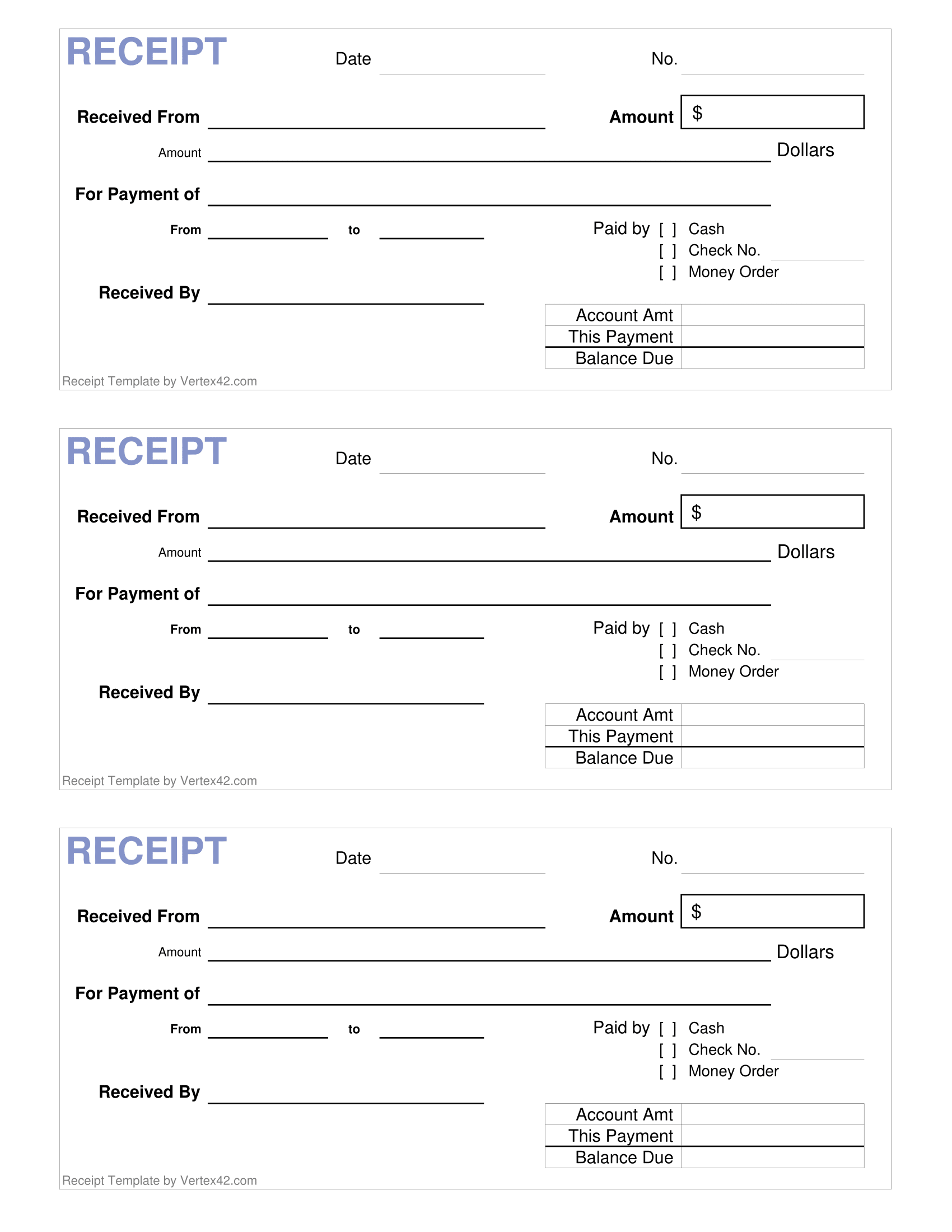 Receipt Template - Download FREE Business Letter Templates and Forms