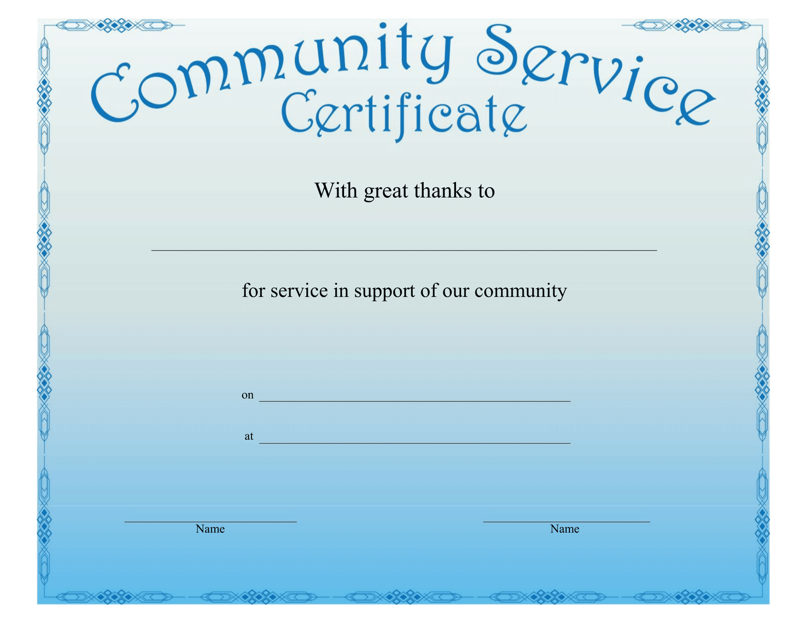 Printable Community Service Certificate - FREE Download Intended For Certificate Of Service Template Free