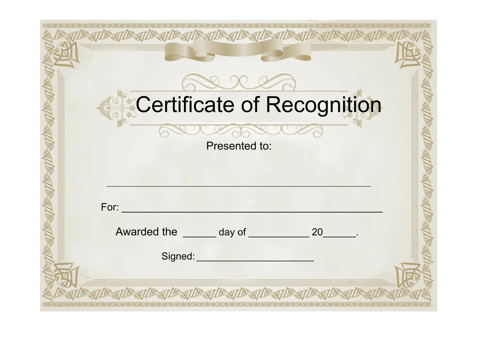 Sample Certificate of Recognition – FREE Download Template