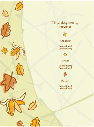 Thanksgiving Menu Template Sample  – FREE Download