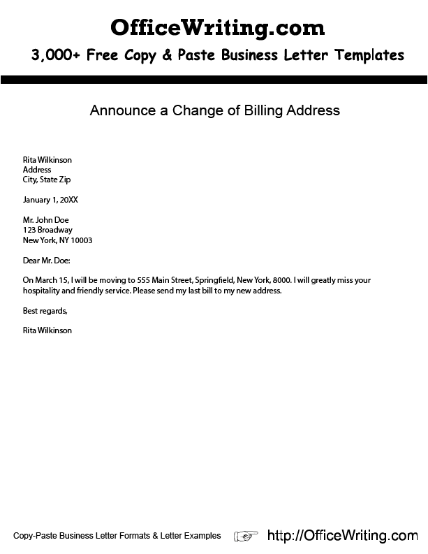 Change Of Billing Address Letter Examples And Templat - vrogue.co